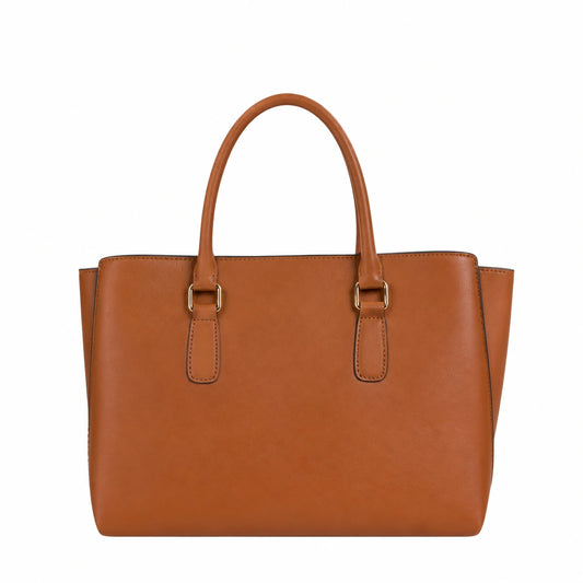 Bagzora Women's Structured Brown Faux Leather Tote Bag