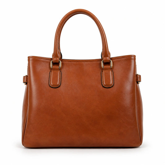 Bagzora Women's Cognac Brown Faux Leather Satchel Bag
